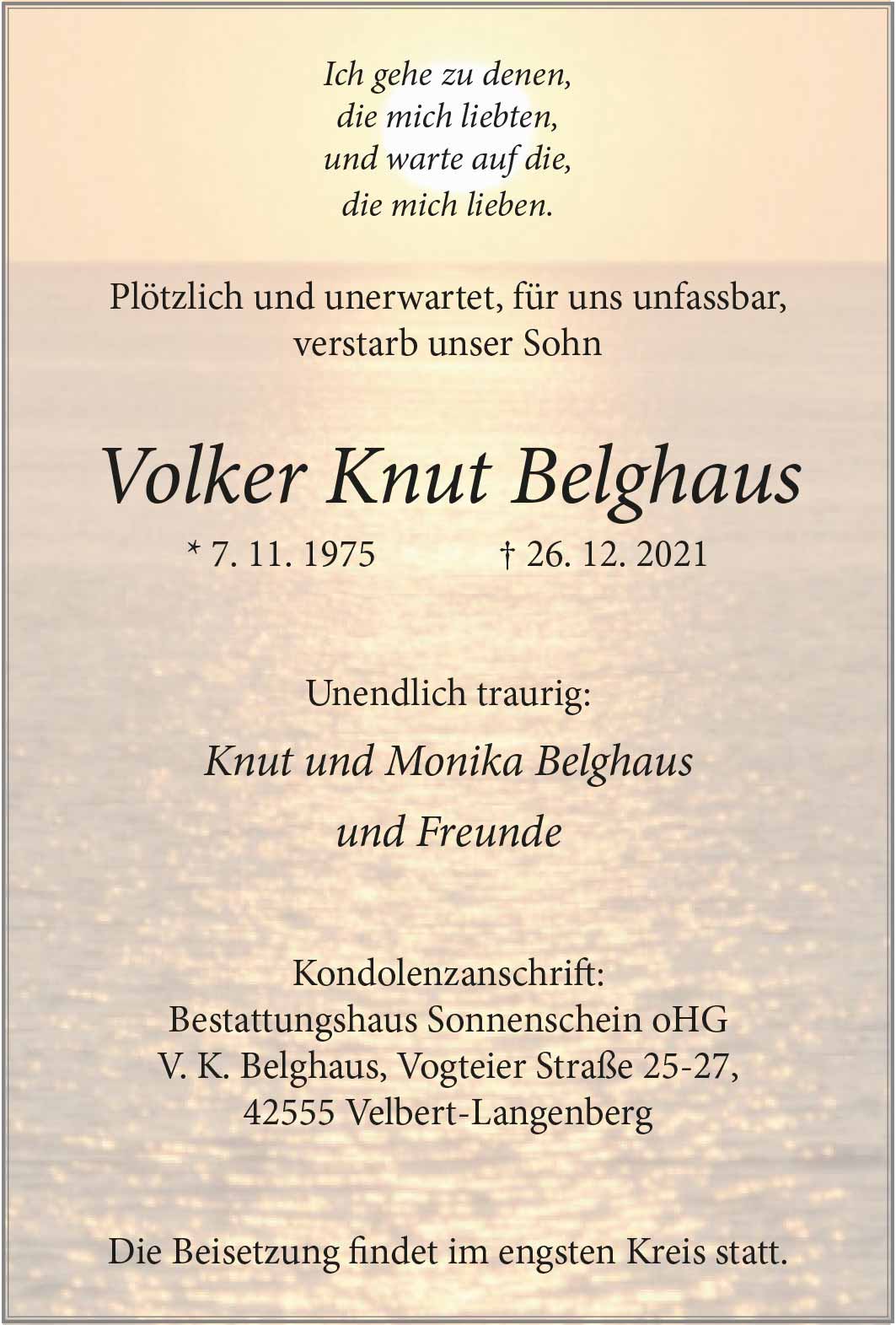 Volker Knut Belghaus † 26. 12. 2021