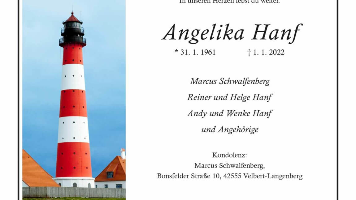 Angelika Hanf † 1. 1. 2022