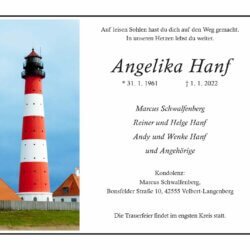 Angelika Hanf † 1. 1. 2022