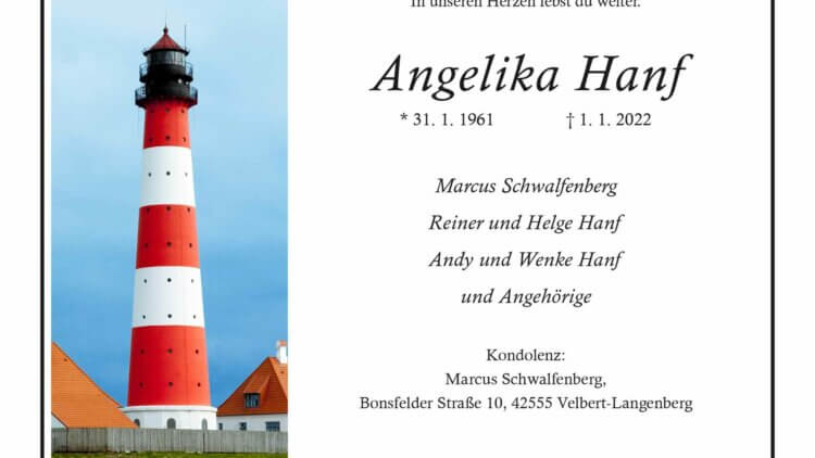 Angelika Hanf † 1. 1. 2022