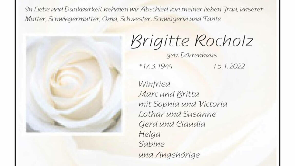 Brigitte Rocholz † 5. 1. 2022