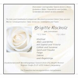 Brigitte Rocholz † 5. 1. 2022
