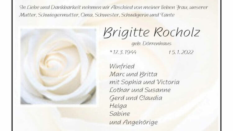 Brigitte Rocholz † 5. 1. 2022