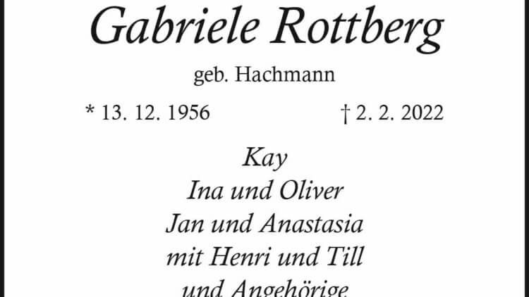 Gabriele Rottberg † 2. 2. 2022