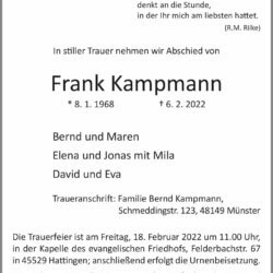 Frank Kampmann † 6. 2. 2022