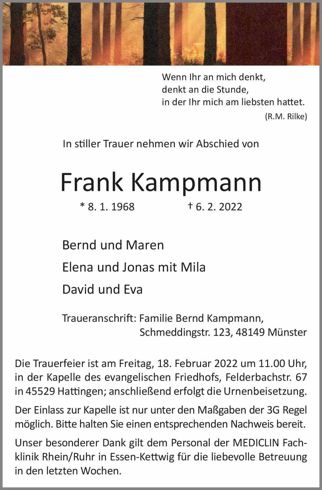 Frank Kampmann † 6. 2. 2022
