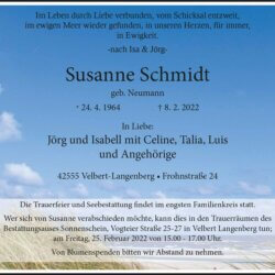 Susanne Schmidt † 8. 2. 2022