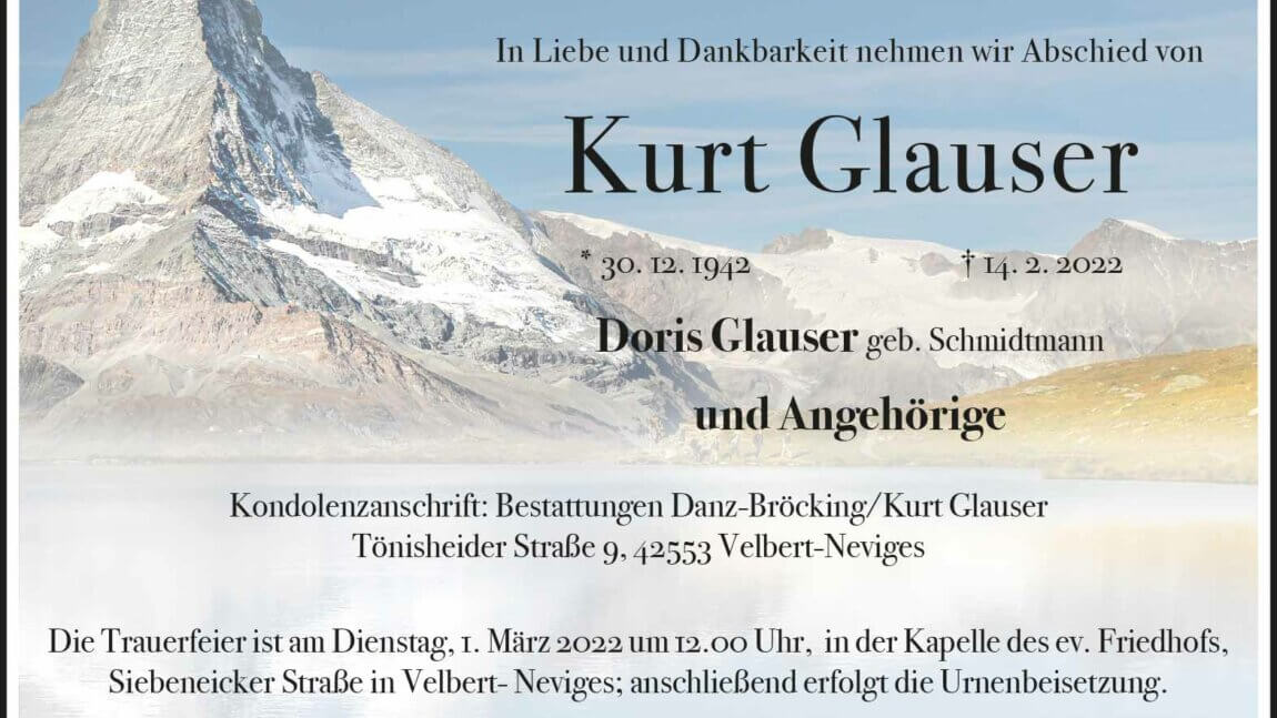 Kurt Glauser † 14. 2. 2022