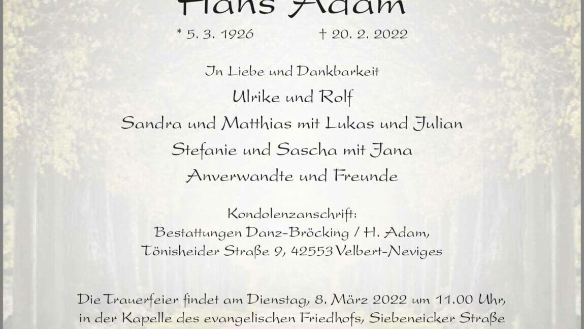 Hans Adam † 20. 2. 2022