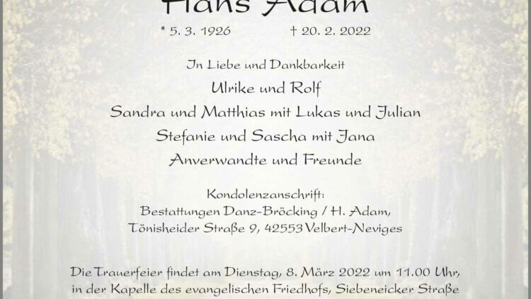 Hans Adam † 20. 2. 2022