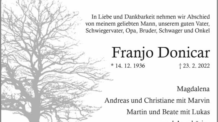 Franjo Donicar † 23. 2. 2022