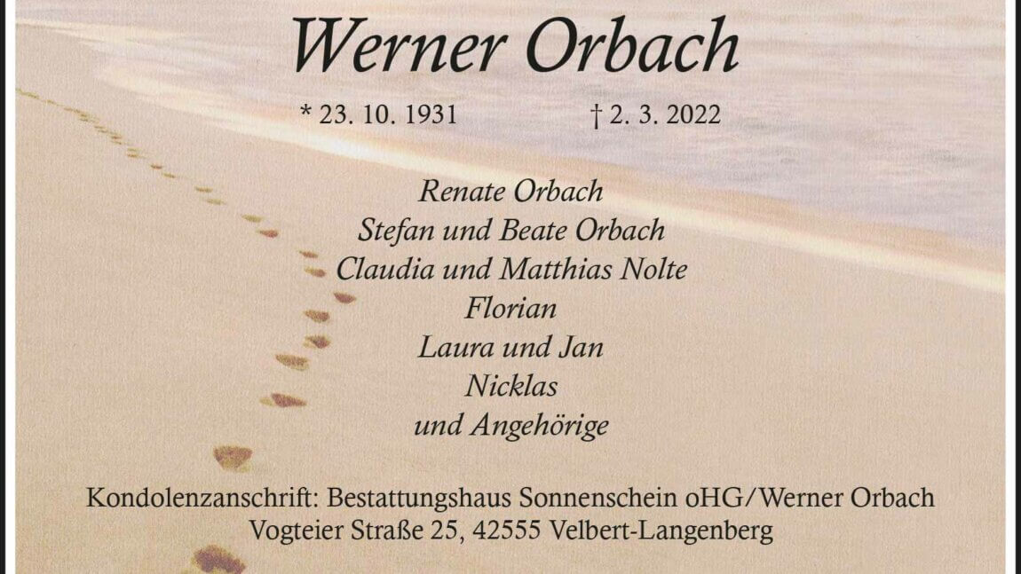 Werner Orbach † 2. 3. 2022