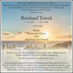 Reinhard Totzek † 23. 2. 2022