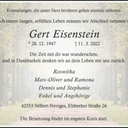 Gert Eisenstein † 11. 3. 2022