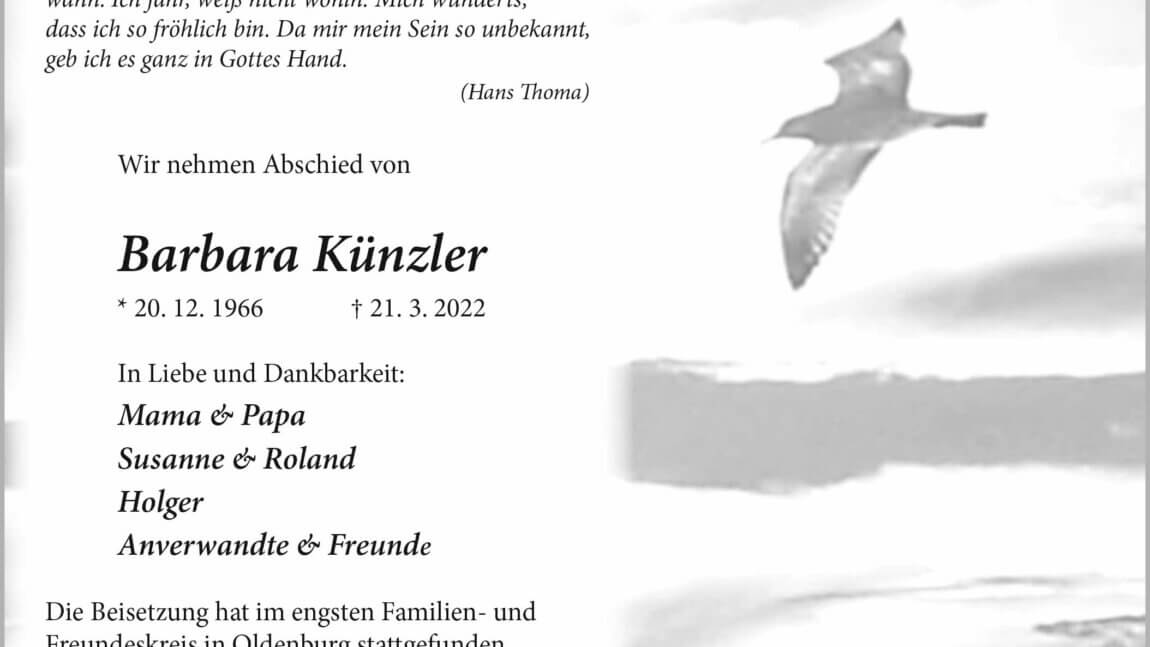 Barbara Künzler † 21. 3. 2022