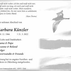 Barbara Künzler † 21. 3. 2022