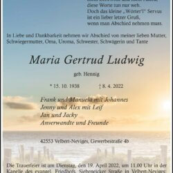 Maria Gertrud Ludwig † 8. 4. 2022