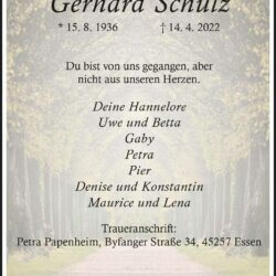 Gerhard Schulz † 14. 4. 2022