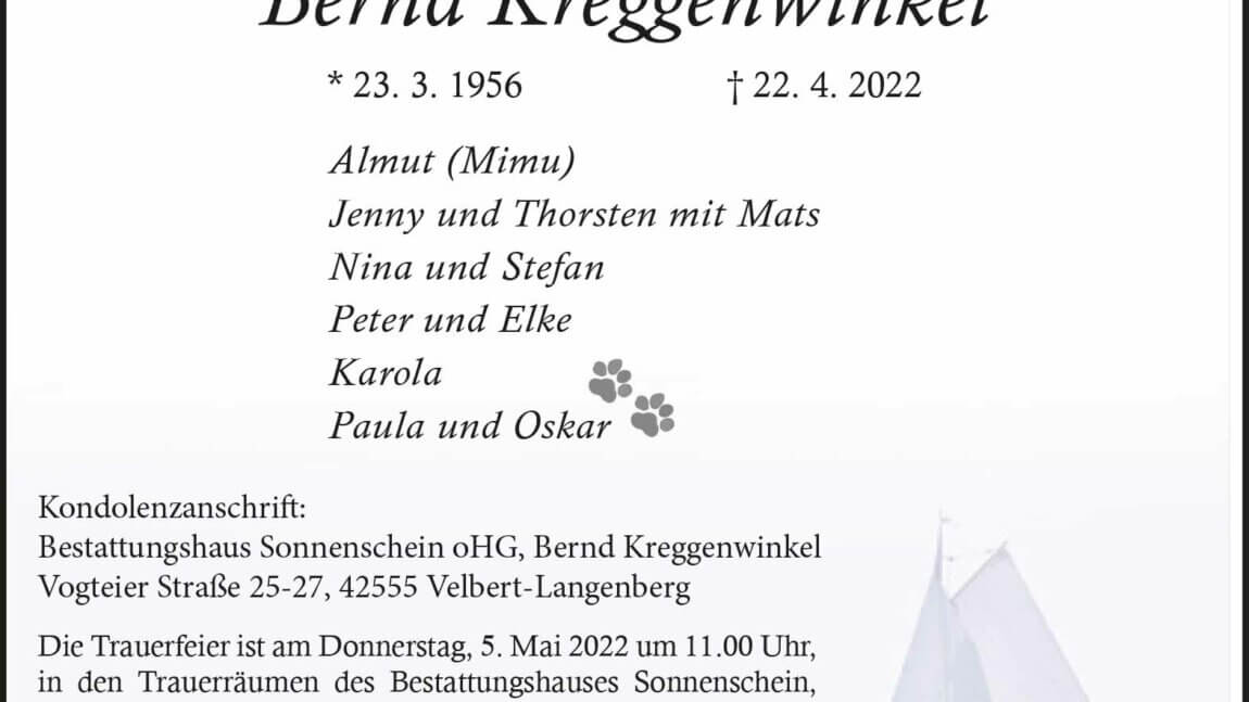 Bernd Kreggenwinkel † 22. 4. 2022