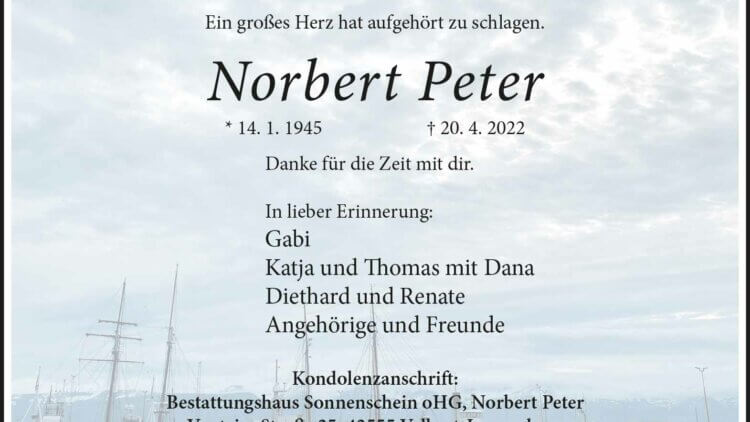 Norbert Peter † 20. 4. 2022