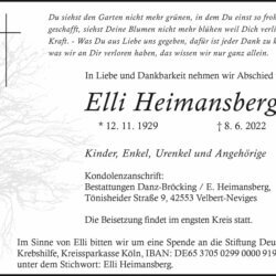 Elli Heimansberg † 8. 6. 2022