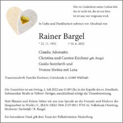 Rainer Bargel † 14. 6. 2022