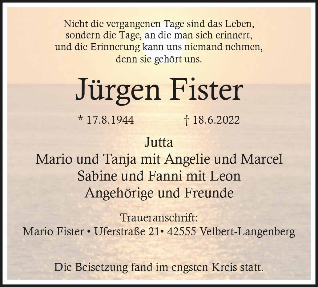 Jürgen Fister † 18. 6. 2022