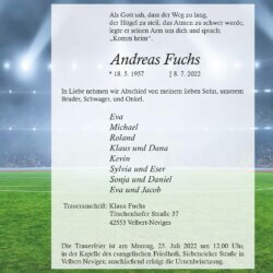 Andreas Fuchs † 8. 7. 2022