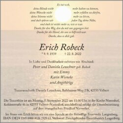 Erich Robeck † 22. 8. 2022