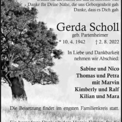 Gerda Scholl † 2. 8. 2022