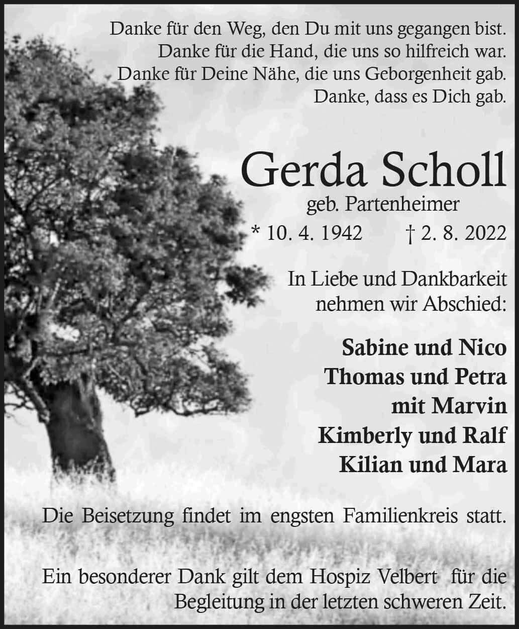 Gerda Scholl † 2. 8. 2022