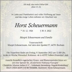 Horst Scheuermann † 30. 8. 2022