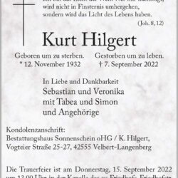 Kurt Hilgert † 7. 9. 2022