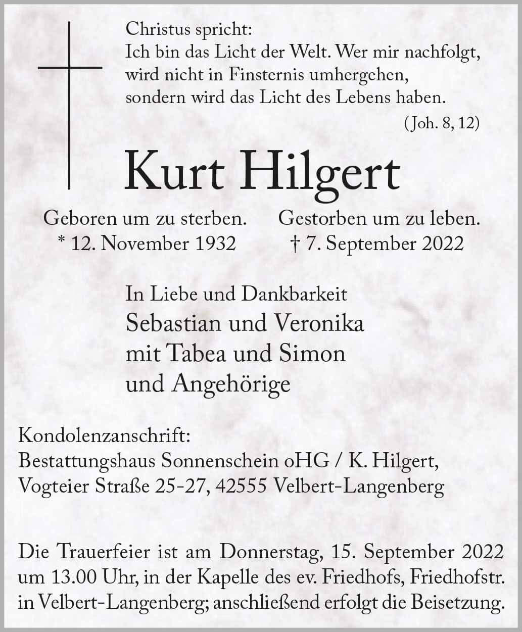 Kurt Hilgert † 7. 9. 2022