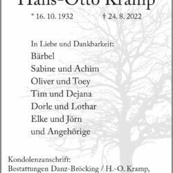 Hans-Otto Kramp † 24. 8. 2022