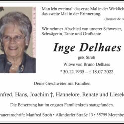 Inge Delhaes † 18. 7. 2022