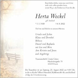 Herta Wockel † 4. 8. 2022