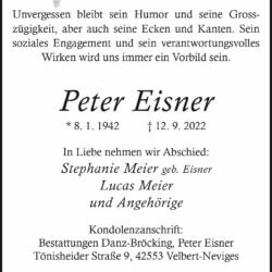 Peter Eisner † 12. 9. 2022