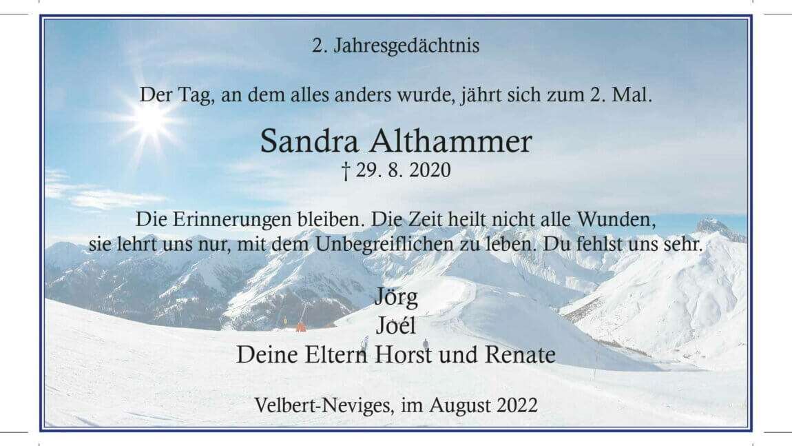 Sandra Althammer -2. Jahresgedächtnis-