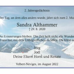 Sandra Althammer -2. Jahresgedächtnis-