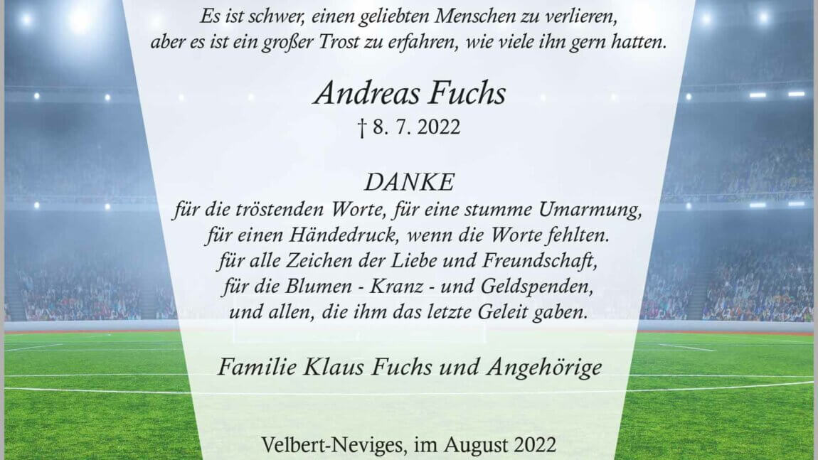 Andreas Fuchs -Danksagung-