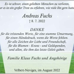 Andreas Fuchs -Danksagung-