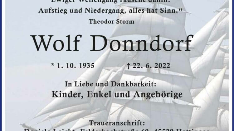 Wolf Donndorf † 22. 6. 2022