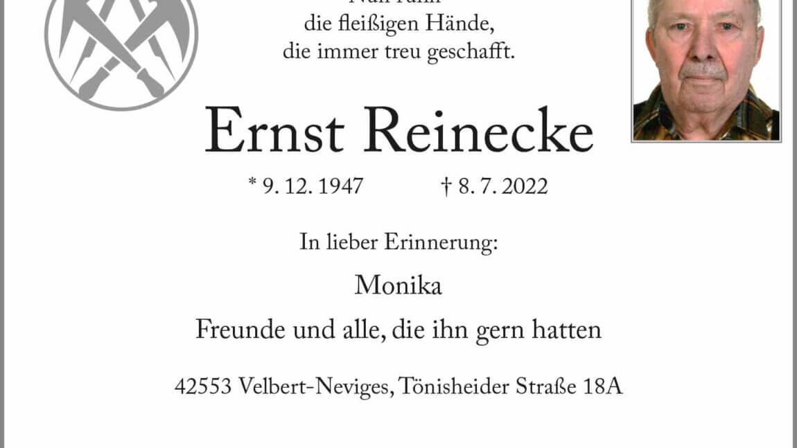 Ernst Reinecke -Nachruf-