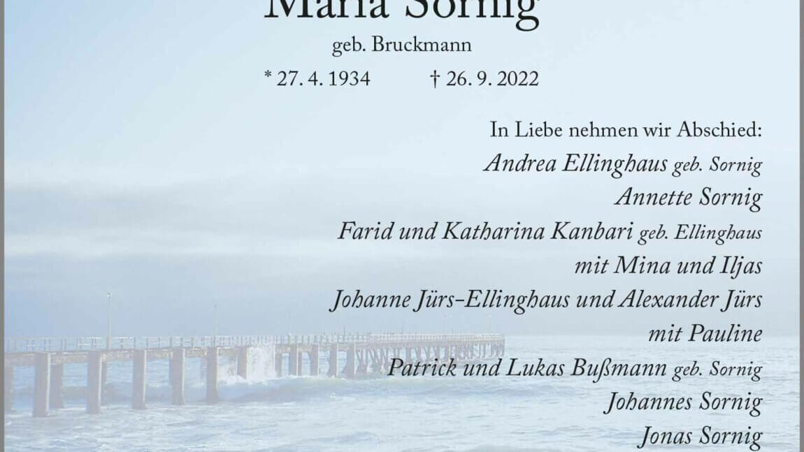 Maria Sornig † 26. 9. 2022