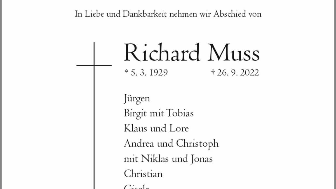 Richard Muss † 26. 9. 2022