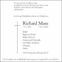 Richard Muss † 26. 9. 2022