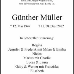 Günther Müller † 11. 10. 2022