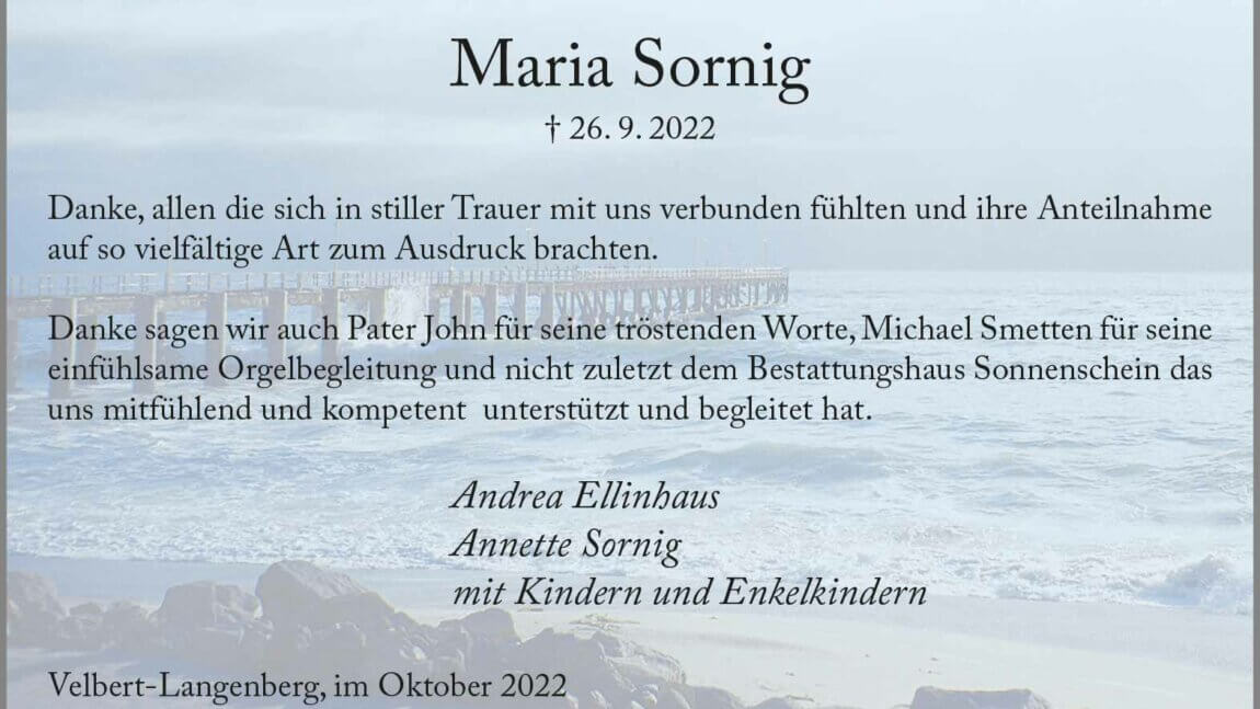Maria Sornig -Danksagung-