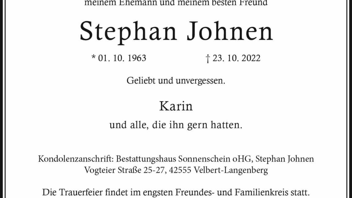 Stephan Johnen † 23. 10. 2022